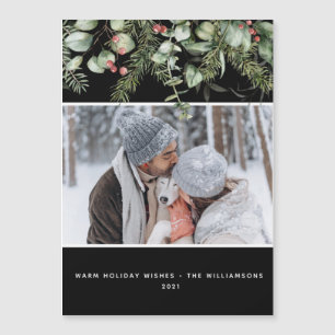 Winter Greenery Pine Budget Photo Christmas Card 