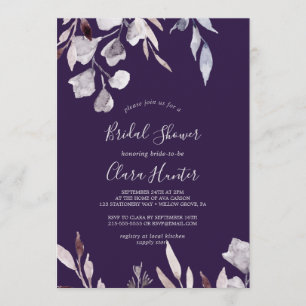 Winter Greenery   Plum Bridal Shower Invitation