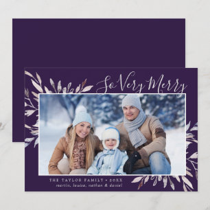 Winter Greenery Plum So Very Merry Landscape Photo Holiday Card
