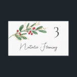Winter Greenery Red Berry Wedding Place Card<br><div class="desc">Elegant Winter Greenery Place Card. This design features an illustration of green and gold foliage with red berries in watercolor style on white background. Winter Greenery - the classic winter greenery that brings the joyful Christmas or Wedding Party. Due to this type of card it is not possible to do...</div>