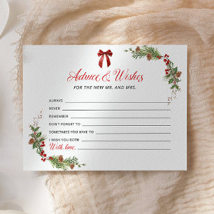 Winter Greenery Red Bow Advice and Wishes card