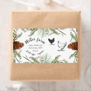 winter greenery rustic script Egg Carton Label