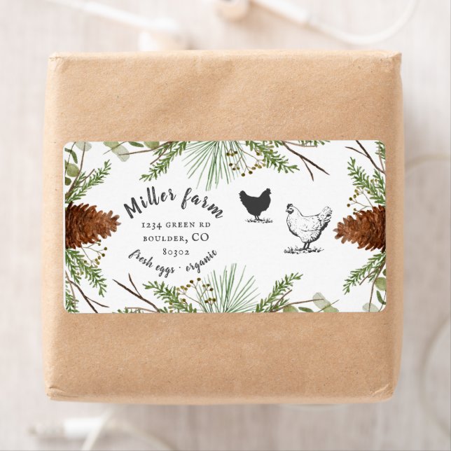 Winter Greenery Rustic Script Egg Carton Label (Insitu)