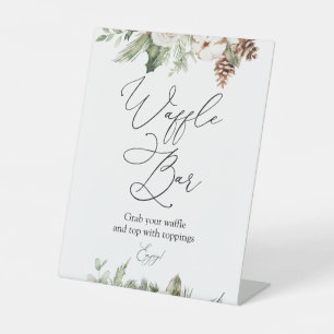Winter Greenery Waffle Bar Pedestal Sign