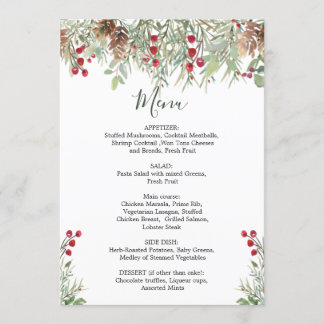 Winter Greenery Wedding Christmas Menu