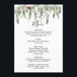 Winter Greenery Wedding Christmas Menu<br><div class="desc">This design features an illustration of pine branches and cones covered in snow in watercolor style. You can adjust text according to your requirements.</div>