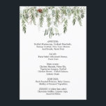 Winter Greenery Wedding Christmas Menu<br><div class="desc">This design features an illustration of pine branches and cones covered in snow in watercolor style. You can adjust text according to your requirements.</div>