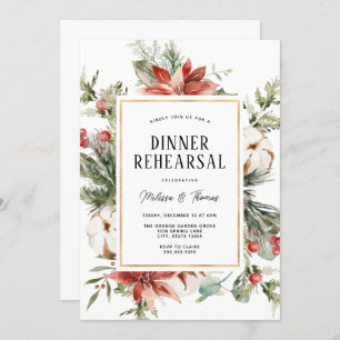 Winter Greenery Wedding Dinner Rehearsal Invitation