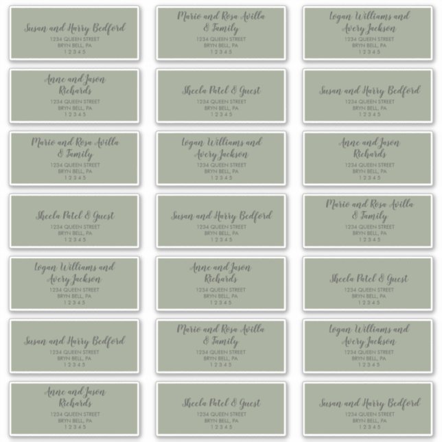 Winter Greenery Wedding Guest Address Labels (Front)