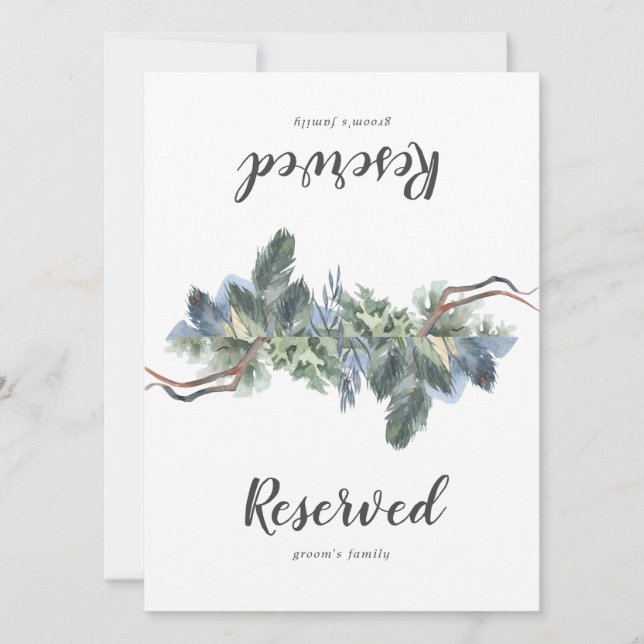Winter Greenery Wedding Reserved Sign (Front)