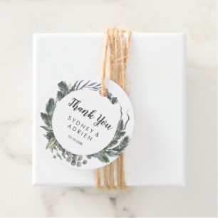 Winter Greenery Wedding Thank You Favour Tags