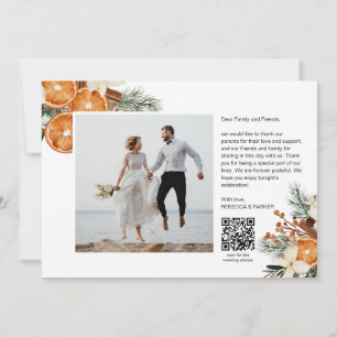 Winter greenery Wedding Thank you photo Qr scan Card