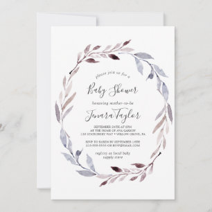 Winter Greenery Wreath Baby Shower Invitation