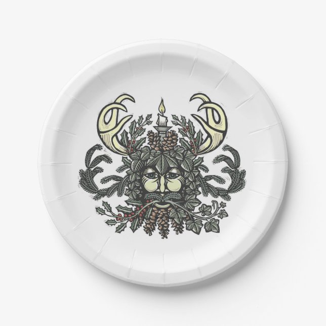 Winter-Greenman Holiday/Solstice paper plate (Front)