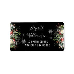 Winter Greens and Snowflakes Address Label