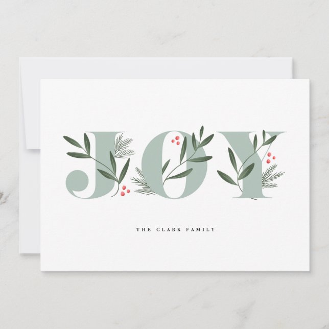 Winter Greens Joy Holiday Cards (Front)