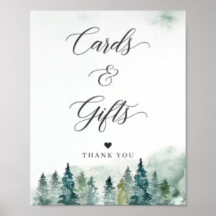Winter Greenwood Pine Trees Cards & Gifts Sign