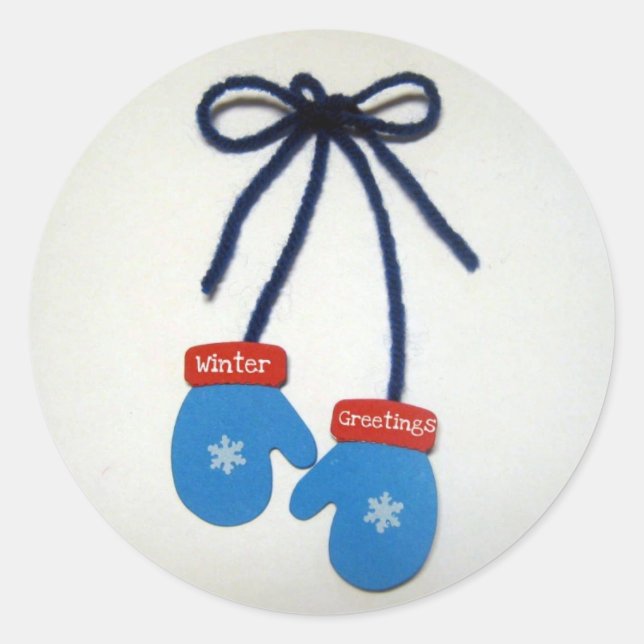 Winter Greetings Classic Round Sticker (Front)