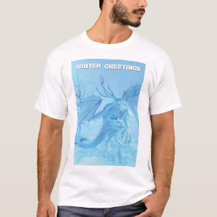 Winter Greetings. Ice dragon with antlers T-Shirt