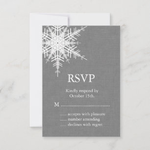 Winter Grey Burlap RSVP Card