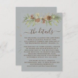 Winter Grey Details RSVP Website Wedding Enclosure Card