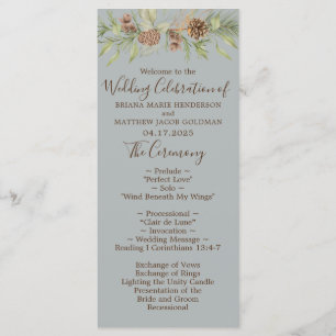 Winter Grey Elegant Script Wedding Programme
