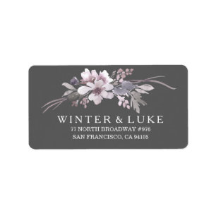 Winter Grey Floral Wedding Address Label