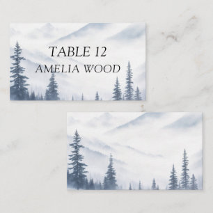 Winter Grey Mountains Wedding Place Card