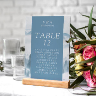 Winter Grey Mountains Wedding Table Number