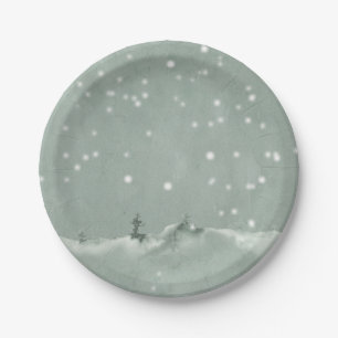 Winter Grey Paper Plate