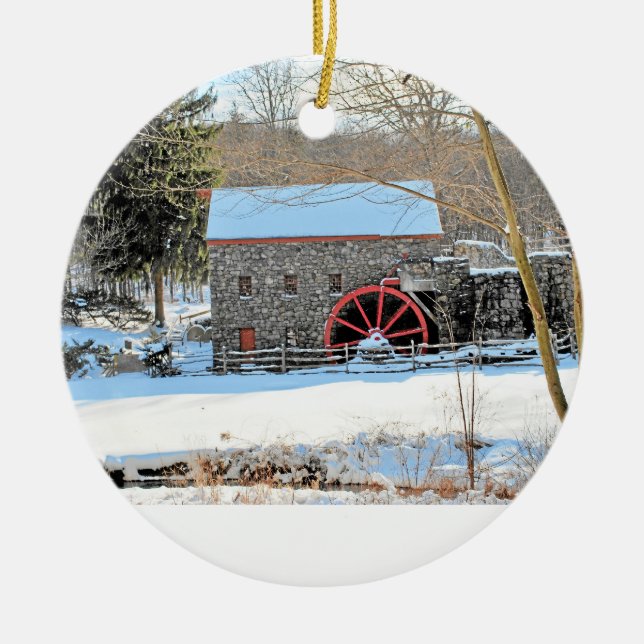 WINTER GRIST MILL CERAMIC TREE DECORATION (Front)