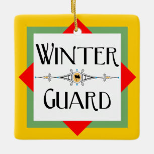 Winter Guard Gold Block Ceramic Ornament