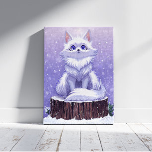 Winter Guardian : Snowy Arctic Fox Canvas Print