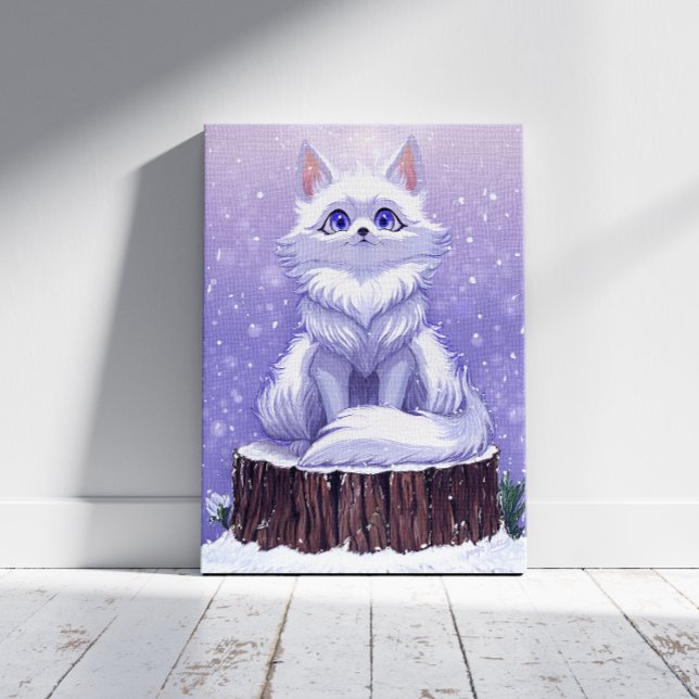 Winter Guardian : Snowy Arctic Fox Canvas Print (true Color Reference: This image shows colors and details like the final printed canvas)
