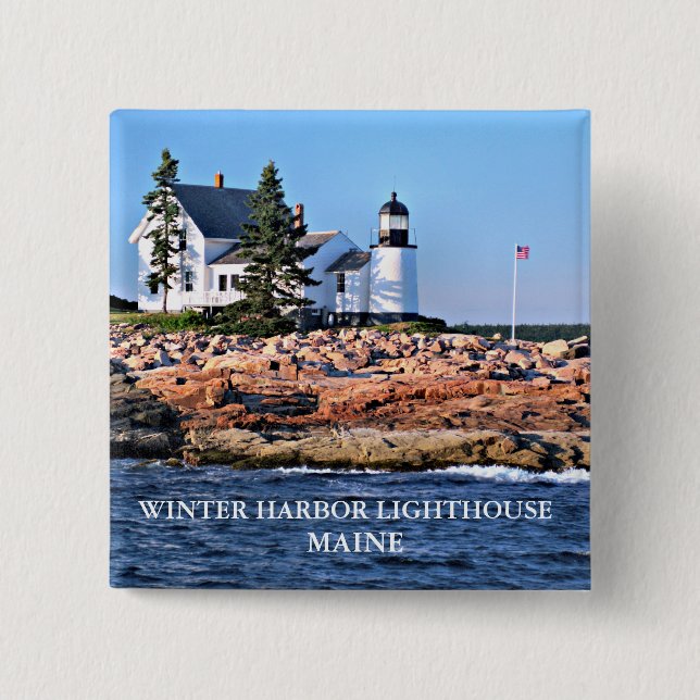 Winter Harbour Lighthouse, Maine 15 Cm Square Badge (Front)