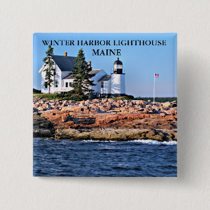 Winter Harbour Lighthouse, Maine 15 Cm Square Badge