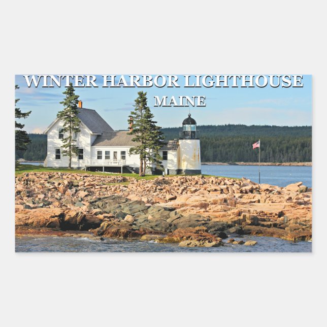 Winter Harbour Lighthouse, Maine Rectangular Sticker (Front)