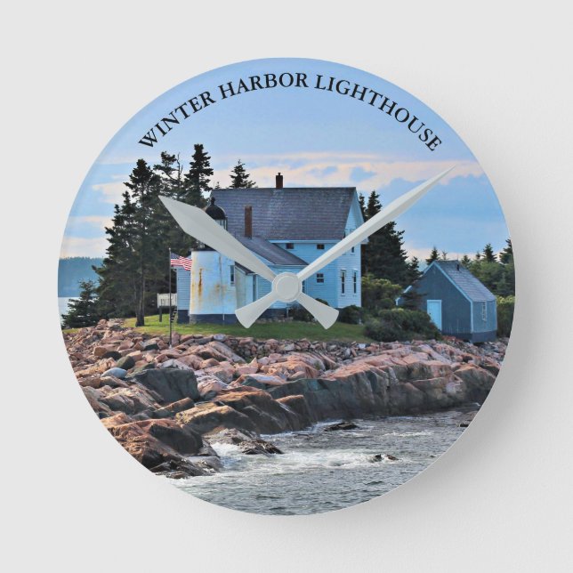 Winter Harbour Lighthouse, Maine Wall  Clock (Front)