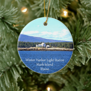 Winter Harbour Lighthouse Round Ornament