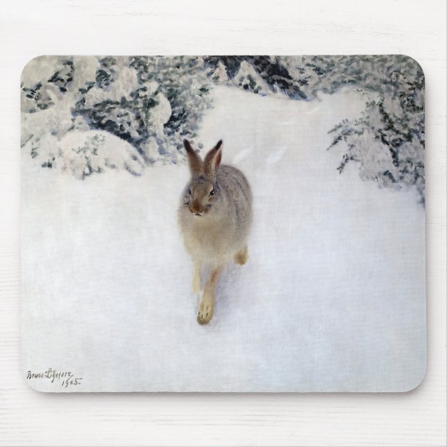Winter Hare (Rabbit), Bruno Liljefors Mouse Mat (Front)