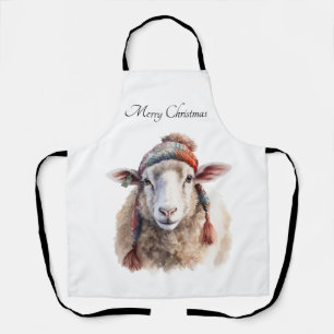 Winter Hat Christmas Sheep Custom Text Apron