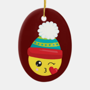 Winter Hat Emoji Christmas Ornament