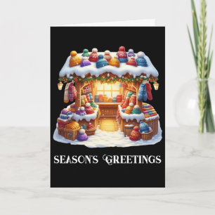 Winter Hats & Mittens Christmas Market Kiosk Holiday Card