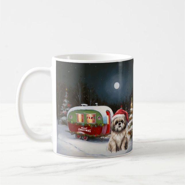 Winter Havanese Caravan Christmas Adventure Coffee Mug (Left)