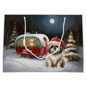 Winter Havanese Caravan Christmas Adventure Large Gift Bag