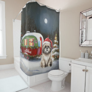 Winter Havanese Caravan Christmas Adventure Shower Curtain