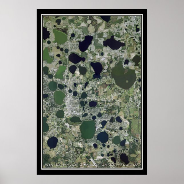 Winter Haven Chain of Lakes Florida Satellite Map Poster (Front)