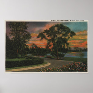 Winter Haven, Florida - Sunset View of Lake Poster