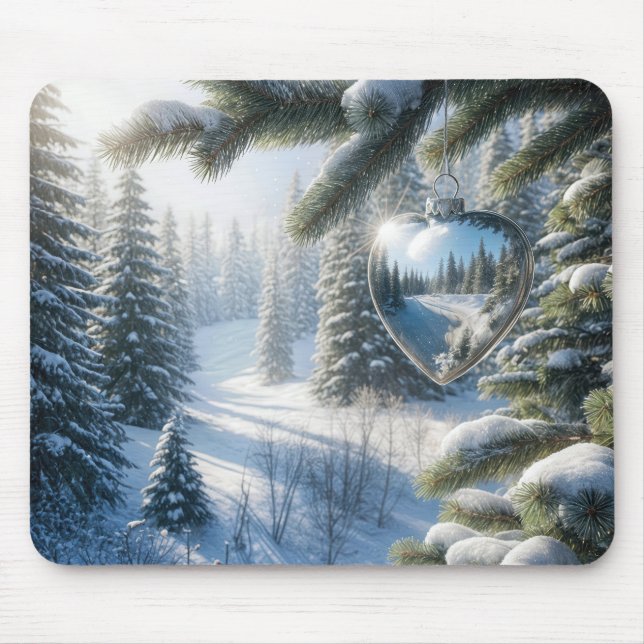 Winter Heart Christmas Ornament Mouse Mat (Front)