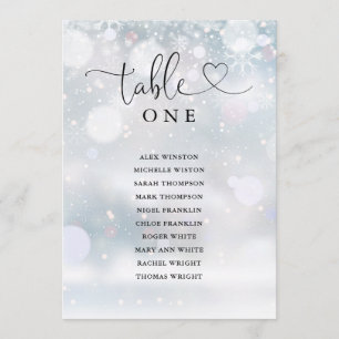 Winter Heart Script Table Number Seating Chart